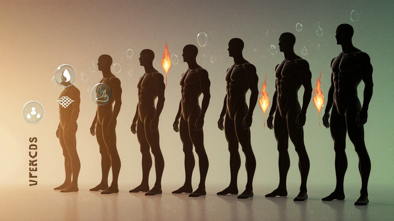 Kontur člověka se mění od obézní k vytrvalé postavě během čtyř týdnů.